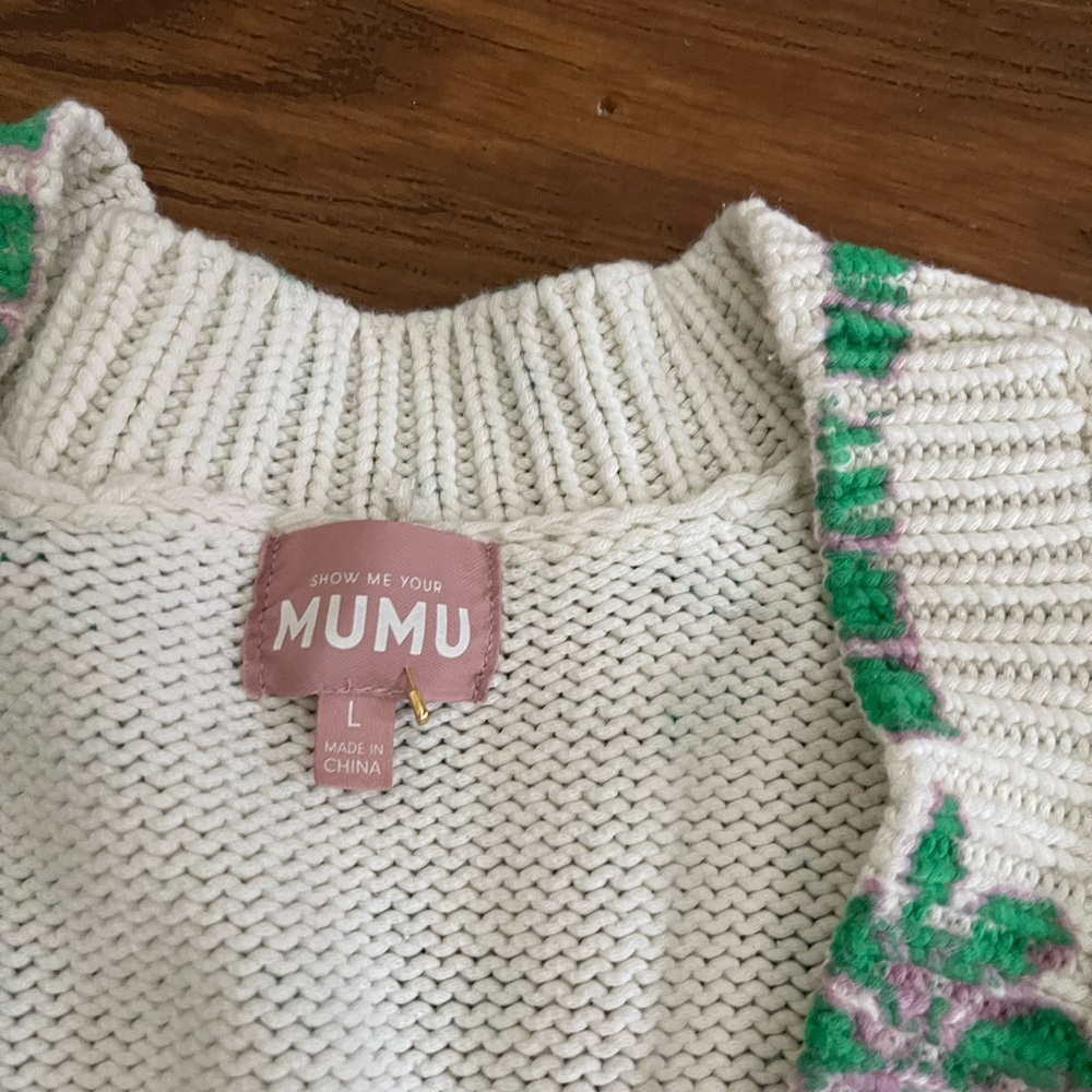 Show Me Your Mumu White and Green Sweater